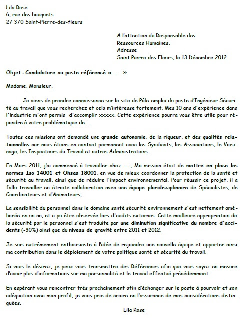 exemple de lettre de motivation ingenieur  Modele de lettre type