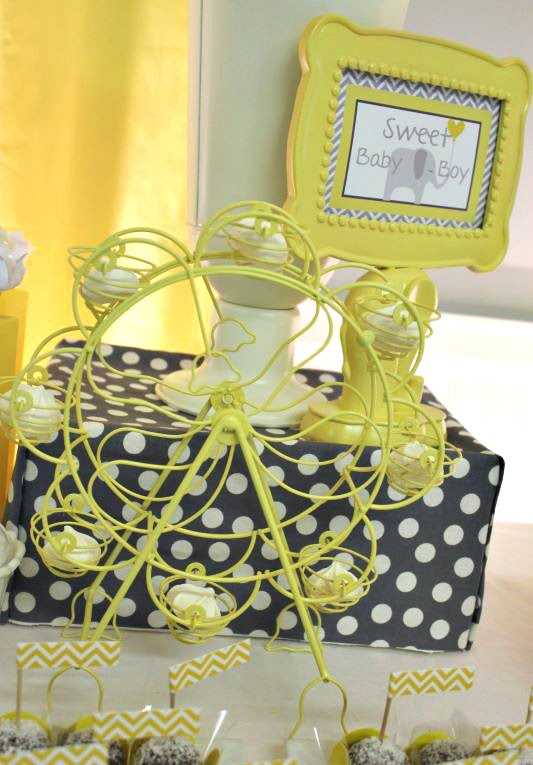 Yellow Gray Chevron Baby Shower Ideas Elephant Theme Crafty