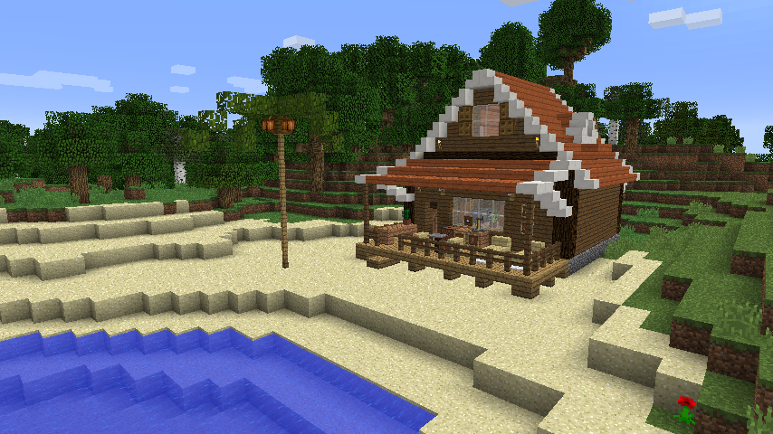 マインクラフトで 夏のビーチが似合う別荘風のテラス付きの民家 を作ってみよう 前編 窓の杜