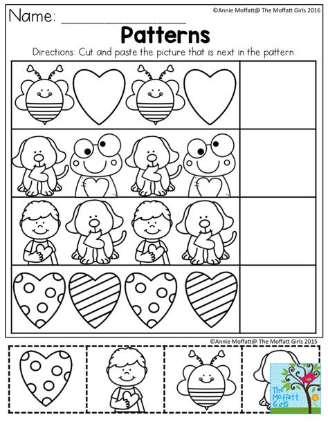 Helps kids practice their fine motor skills. patterns cut and paste the picture that is next in the pattern simple