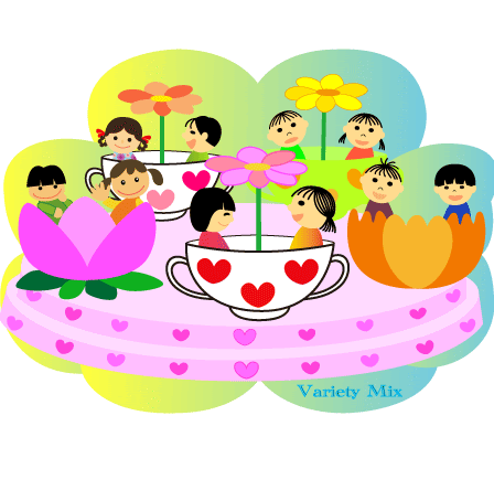 バラエティーミックス絵日記 イラスト 遊園地 コーヒーカップ