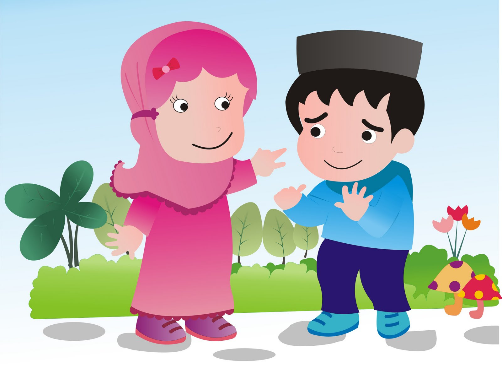 Gambar Kartun  Anak  Lucu  Muslim dan Muslimah 