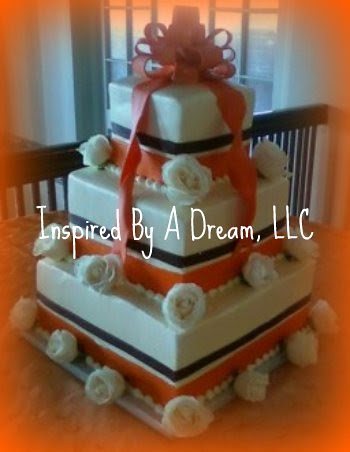 Brown and orange wedding cake