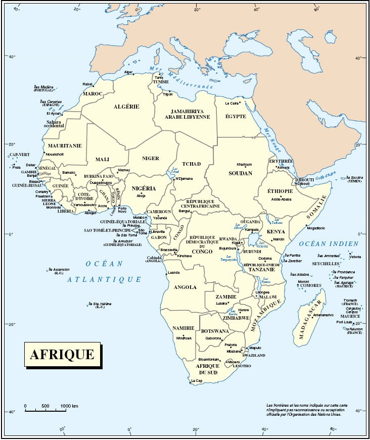 Carte de l'Afrique - Cartes sur le continent Africains ...