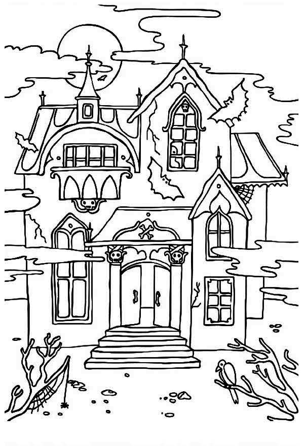 Scary haunted house coloring pages download and print for free