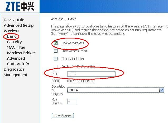 Wifi Configuration And Security Settings Of Zte Zxdsl 531 Adsl Modem