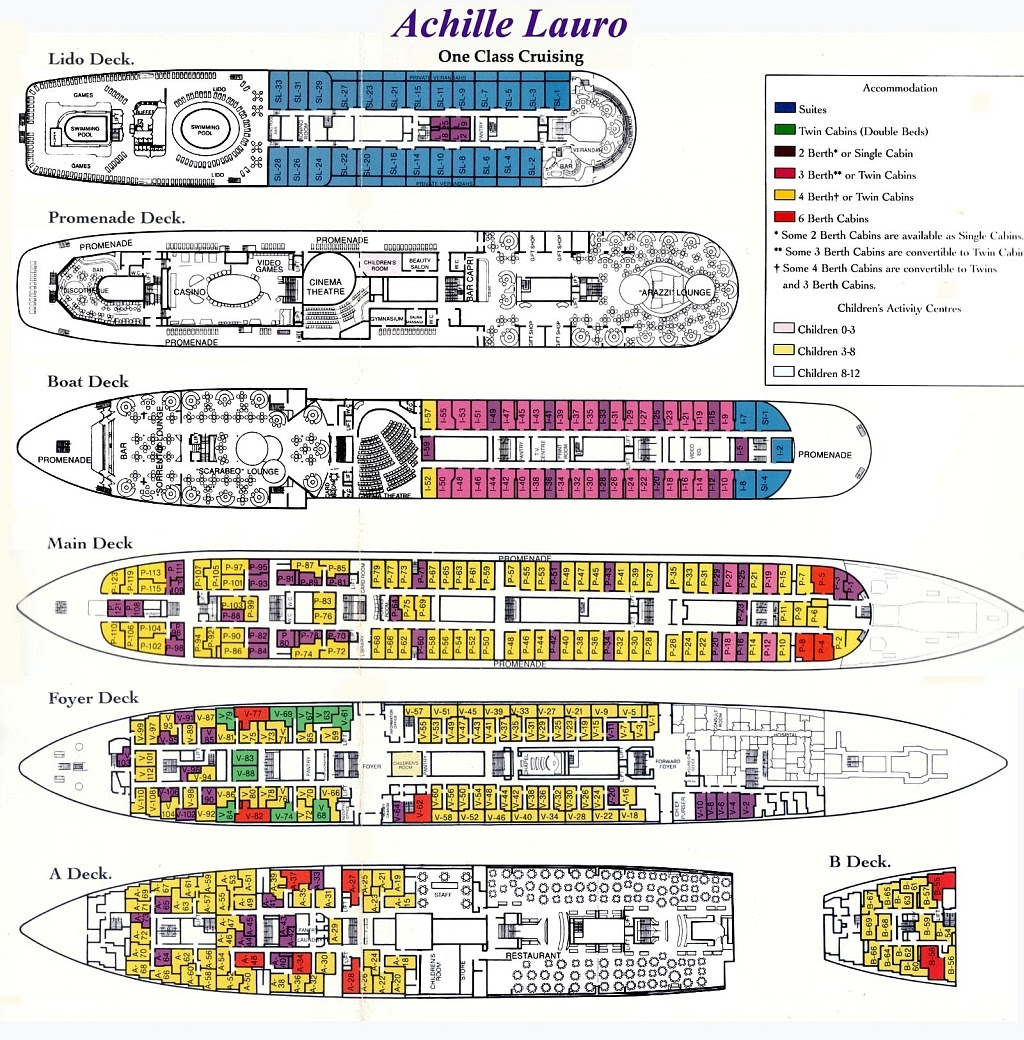 MS Achille Lauro 1965-94 Deck Pland