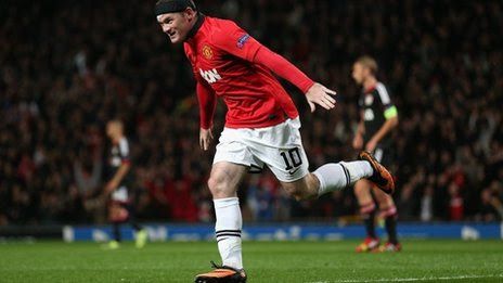 Wayne Rooney celebrates scoring for Manchester United