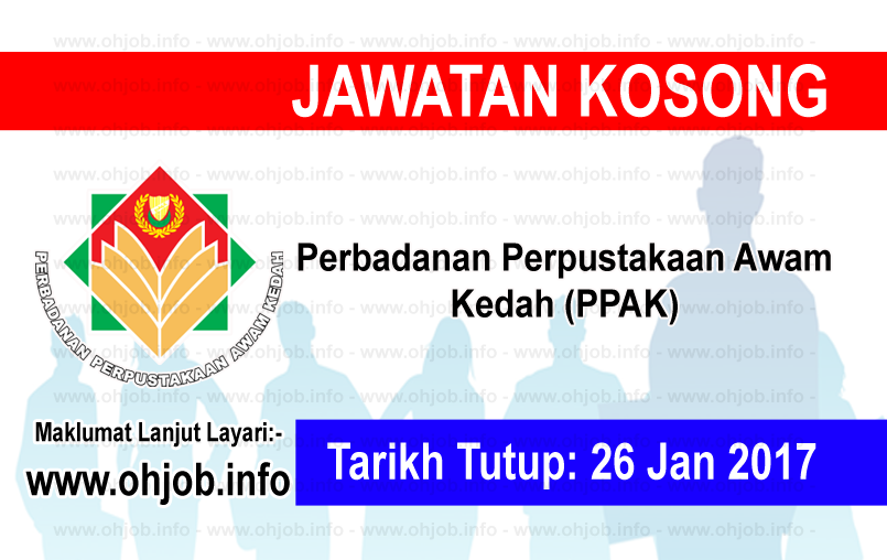 Jawatan Kerja Kosong Perbadanan Perpustakaan Awam Kedah (PPAK) logo www.ohjob.info januari 2017
