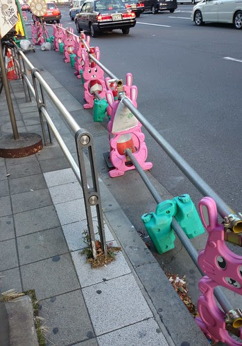 pink rabbit traffic cones