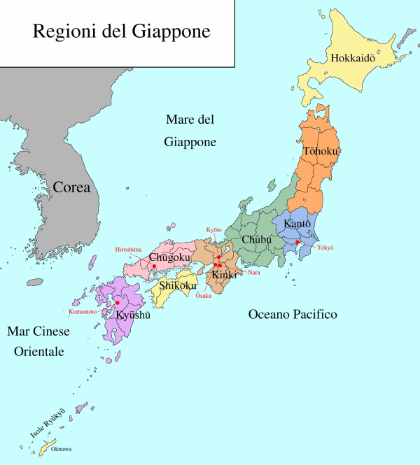 Giappone Cartina Confini