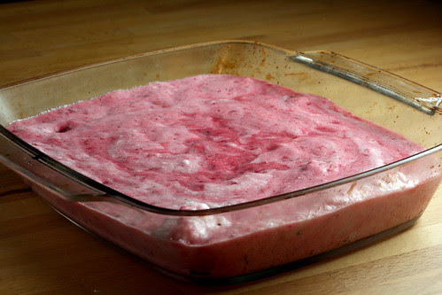Beetroot and smoked mackerel souffle in bowl