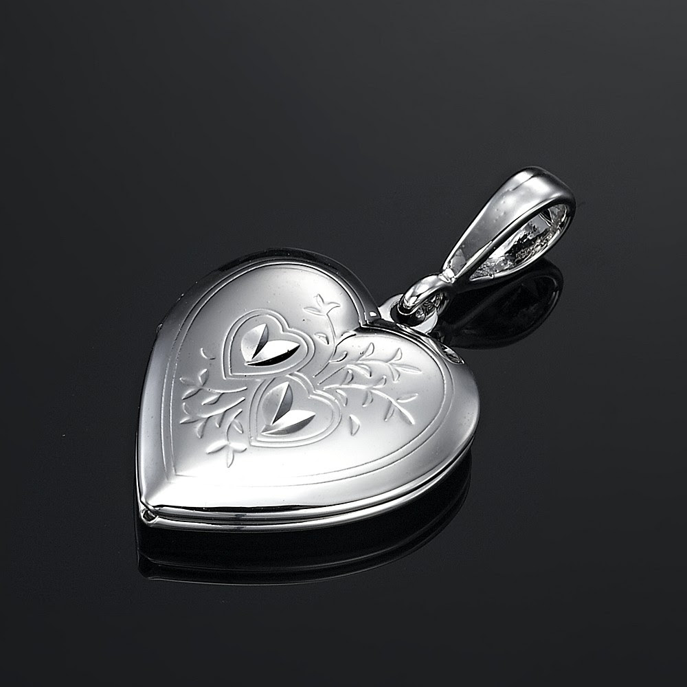 Details about Beautiful 18ct White Gold Heart Locket Pendant 18K ...