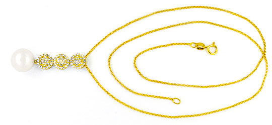 Originalfoto KOLLIER SUPER SÜDSEE-PERLE DIAMANTEN GELBGOLD