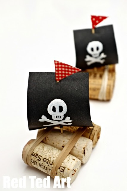 easy-to-make diy pirate cork boats to play with kids