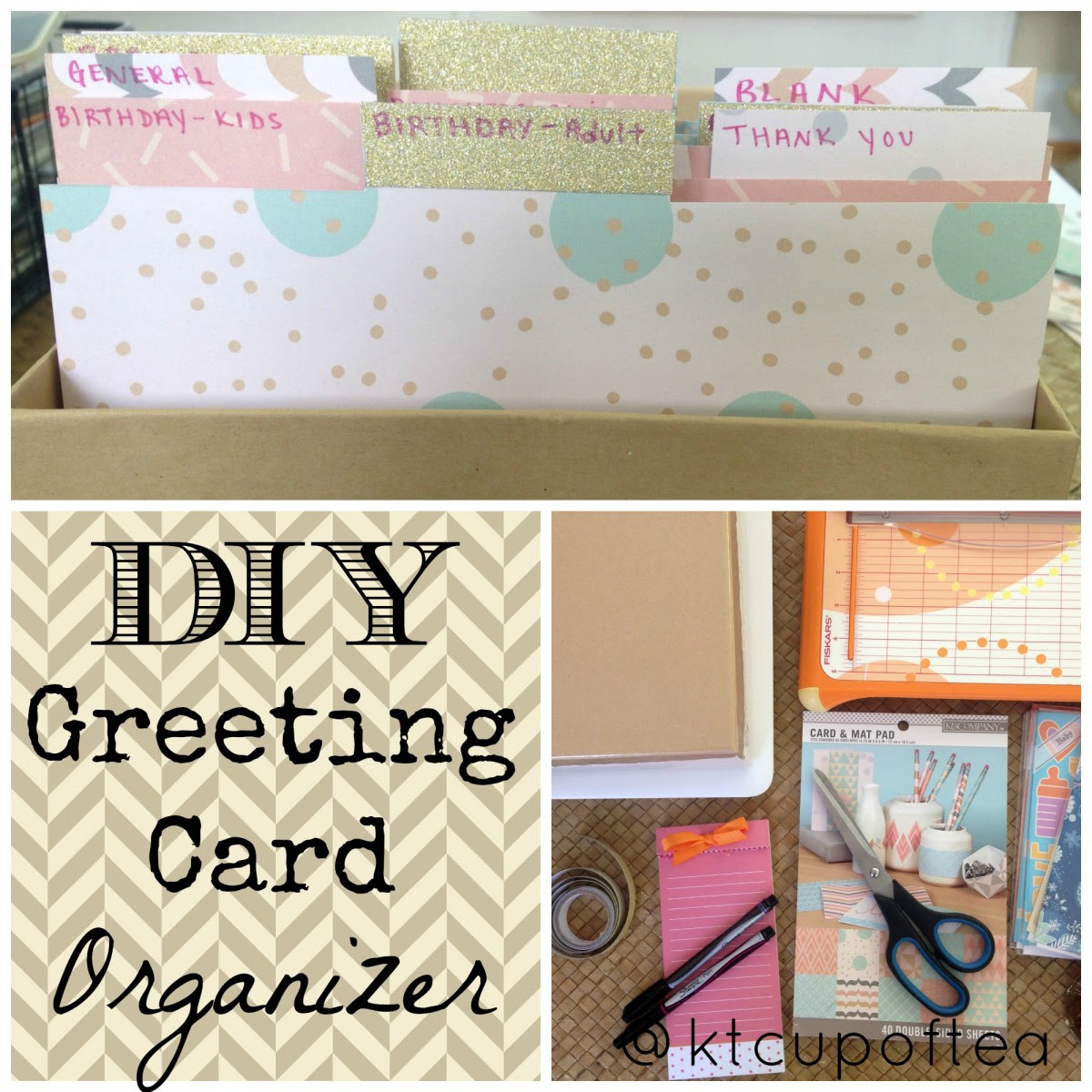 diy greeting card organizer | cup of tea
