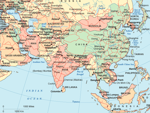 Asia Nazioni Cartina