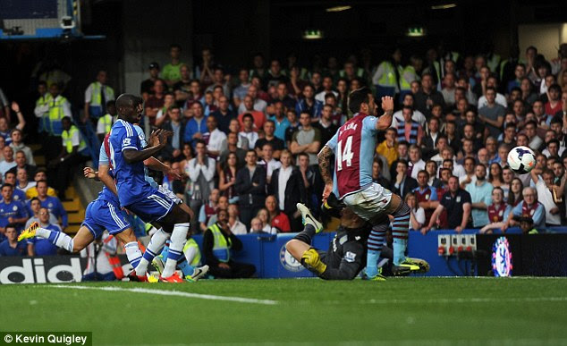 Ahead: Chelsea had gone ahead when Eden Hazard's shot was turned into his own goal by Antonio Luna