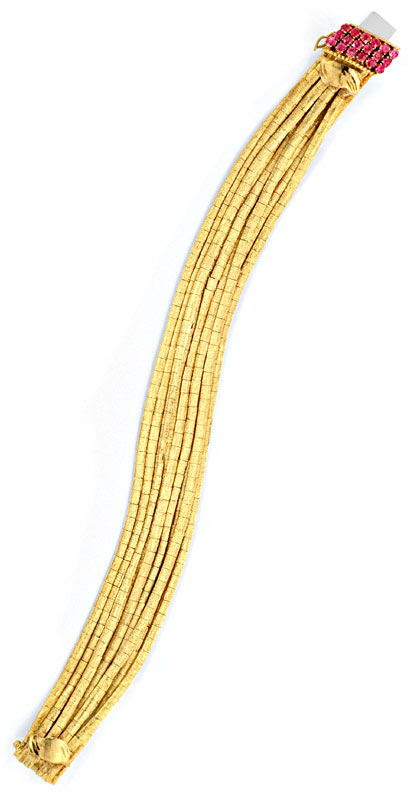 Foto 3, Goldarmband 9 Reihen, Schloss 18 Rubine 18K Gold Luxus!, K2068