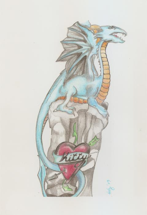 Dragon Tattoo Drawing by Holly