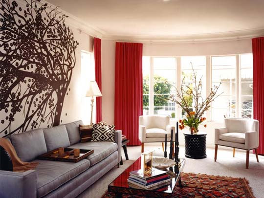 living room ideas  Luxury and Modern Living Room Red Interior Design 
