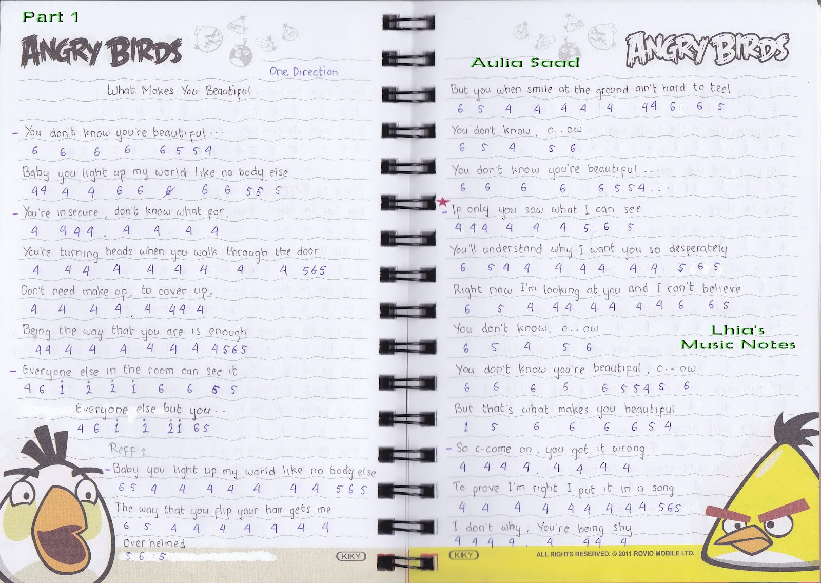 Catatan Not Lagu – One Direction (Piano Pemula) | Lhia's Music Notes