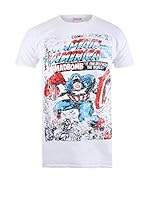 ZZ-Marvel Camiseta Manga Corta Captain America Madbomb (Blanco)