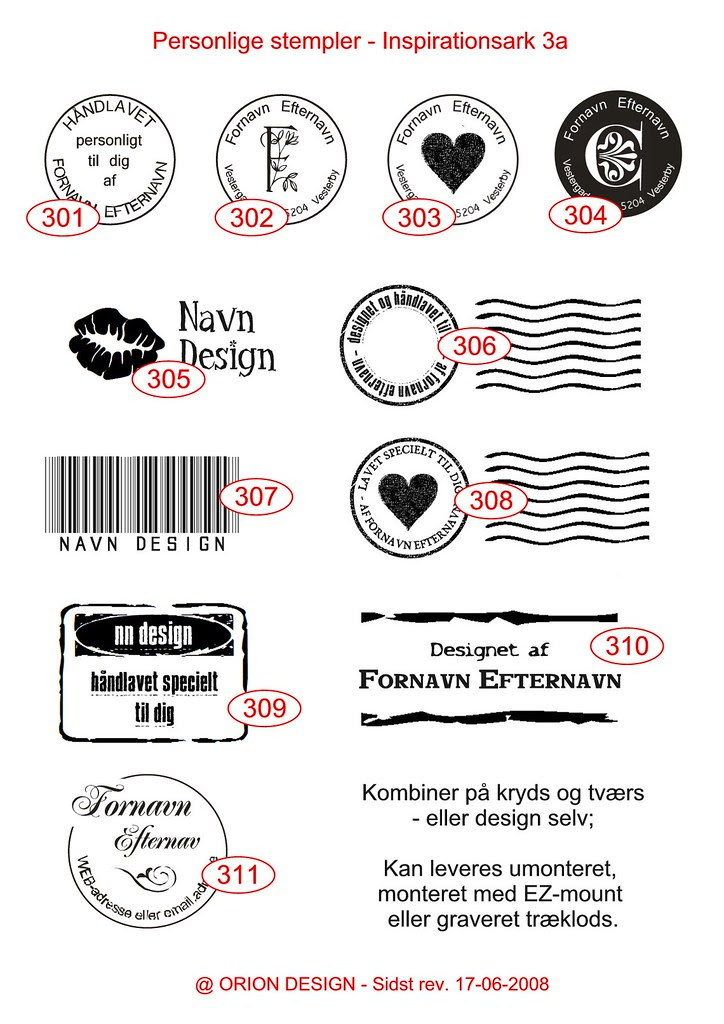 Inspirationsark 3A - til personlige stempler