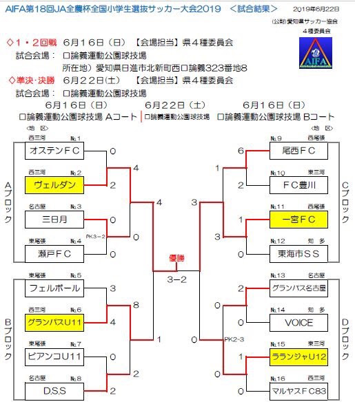Aifa第１８回ｊａ全農杯全国小学生選抜サッカー大会２０１９ ｕ １１ 一宮サッカー連盟