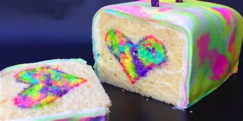 rainbow heart filled surprise cake recipe  blow