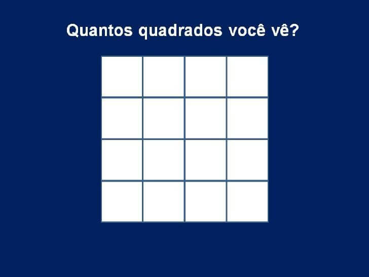 Brincadeira com perguntas pegadinhas de raciocínio - quadrado