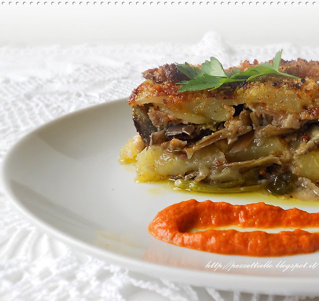 Sformato di carciofi, carne e patate