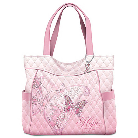 Wings Of Hope Breast Cancer Awareness Butterfly Tote Bag