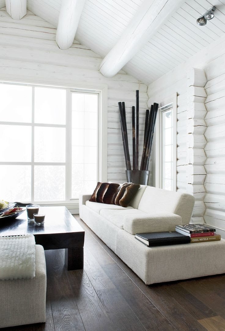 painted log cabin walls