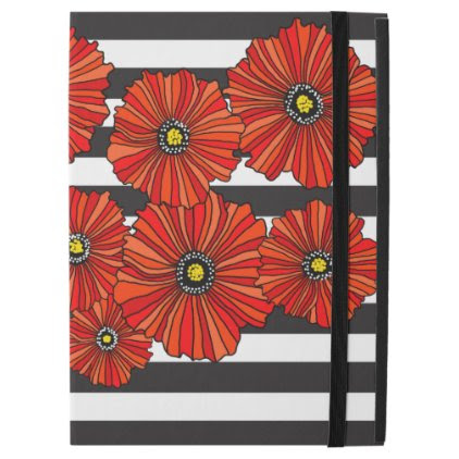 Red poppy black stripe iPad Pro 12.9" cover iPad Pro Case