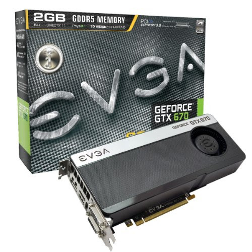 EVGA GeForce GTX670 SuperClocked 2048MB GDDR5 256bit, 2x Dual-Link DVI, HDMI, DisplayPort, 4-Way SLI Ready Graphics Card 02G-P4-2672-KR