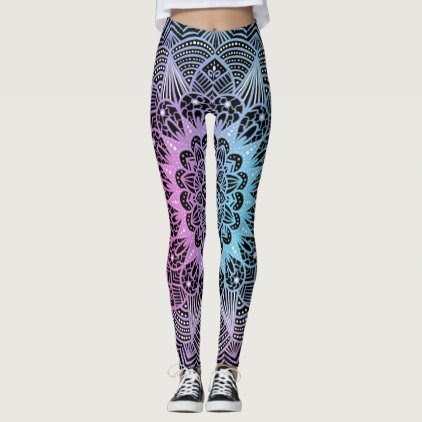 Mandala pink blue leggings