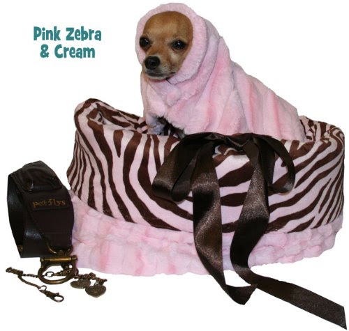 Snuggle Bug Dog Carrier/Bed by Pet Flys - Pink & Brown Zebra
