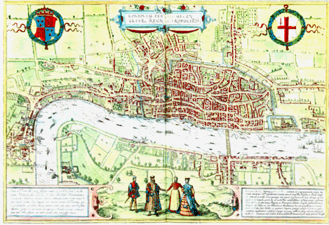 map of 13 colonies labeled. [12] In the map of London in