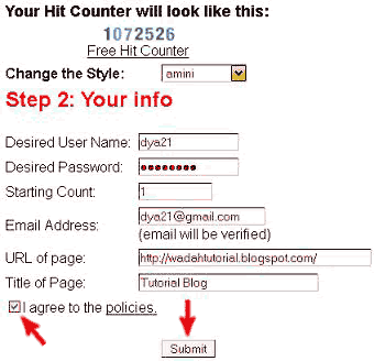 Memasang Widget Web Counter