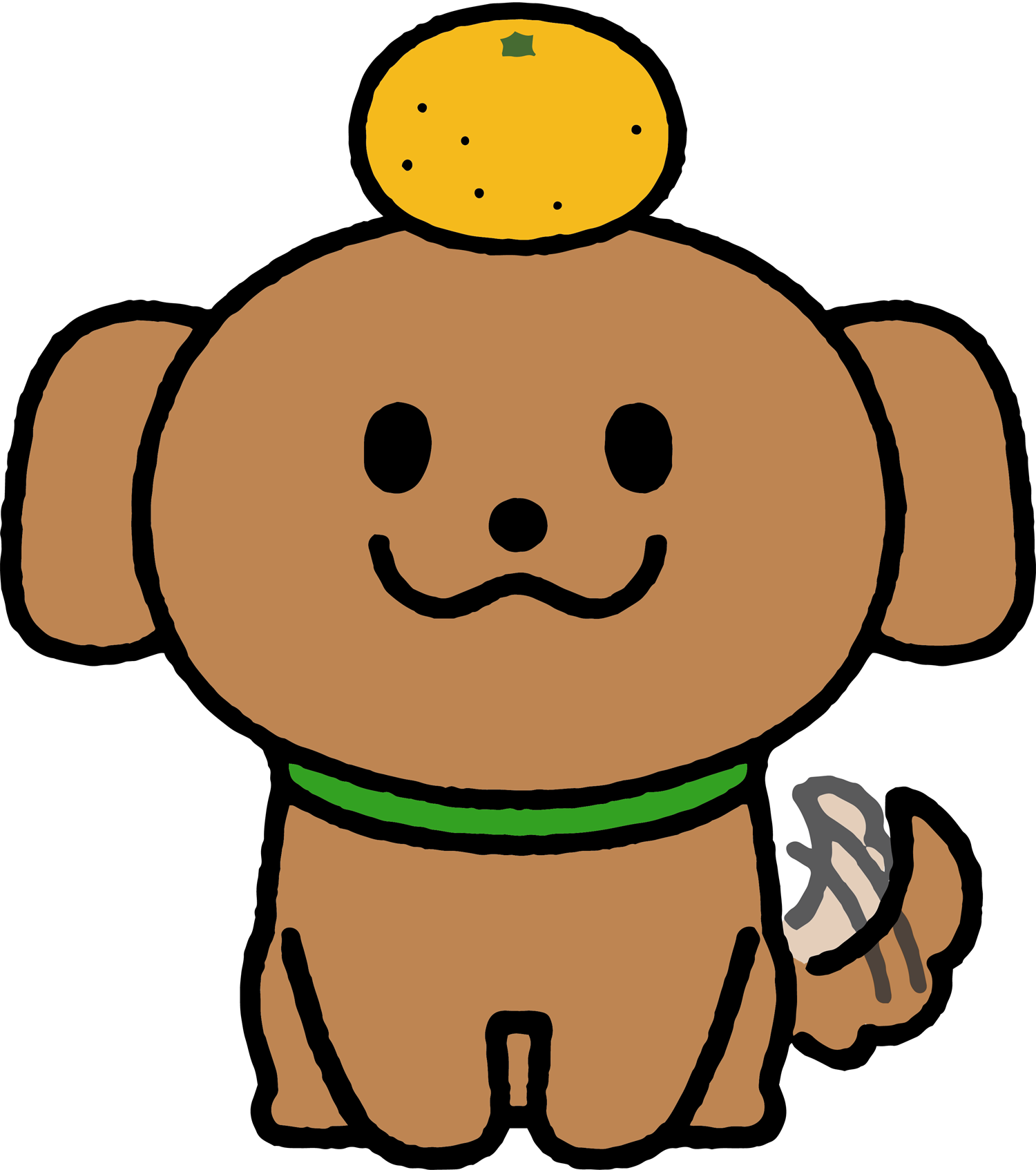 犬鏡餅としっぽ振る犬のイラスト 戌年年賀状に 可愛い無料イラスト素材集