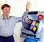 **THIS IMAGE HAS NOT YET BEEN INDEXED BY THE LIBRARY.  IF IN ANY DOUBT ABOUT COPYRIGHT,CAPTION OR FEE CONTACT LIBRARY OR PICTURE DESK ** PKT4523-319546  BILL GATES  MILLIONAIRE  1995  Microsoft CEO Bill Gates stands beside a model of the new Windows '95 product as he waves to a friend at the Microsoft campus in Redmond, August 23 during rehearsals for the August 24 launch of Windows '95. The current Microsoft Windows provides the operating system for about 80 percent of the personal computers sold today....MILLIONAIRE