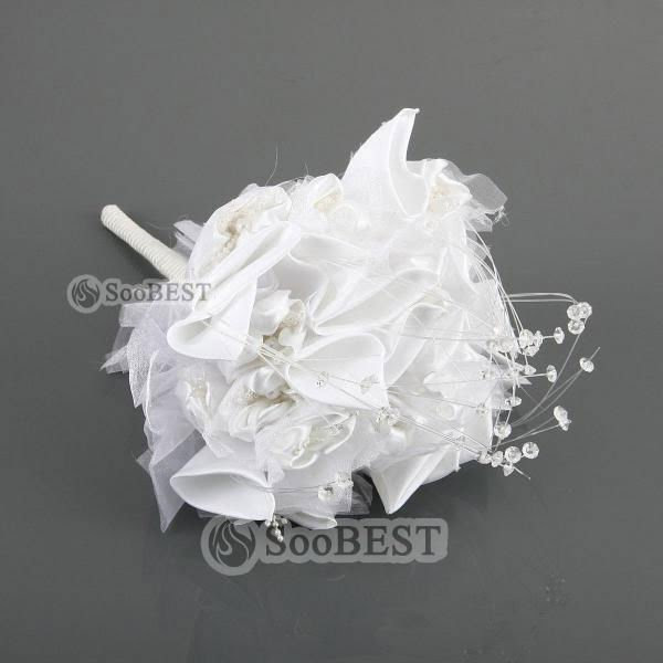 Satin flower bridal bouquet