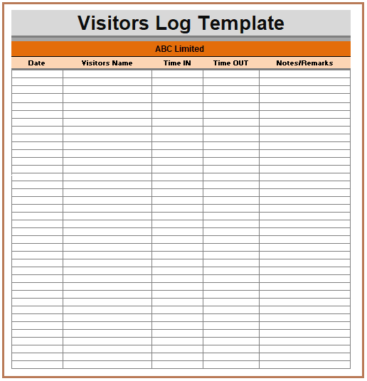 Visitor Log Templates
