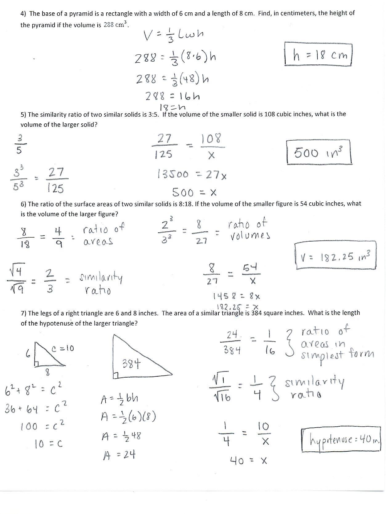 Unit 10 - Surface Area and Volume - TYWLS Geometry 2013-2014