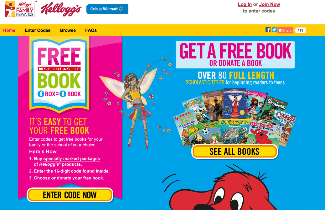 Earn free Scholastic books with Kellogg's Family Rewards