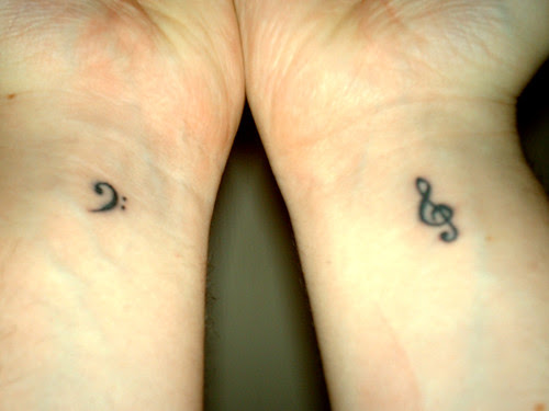 left hand = bass clef / right hand = treble clef