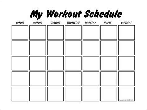 workout schedule template word excel