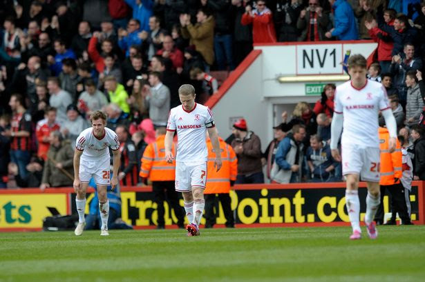 Boro players at Bournemouth