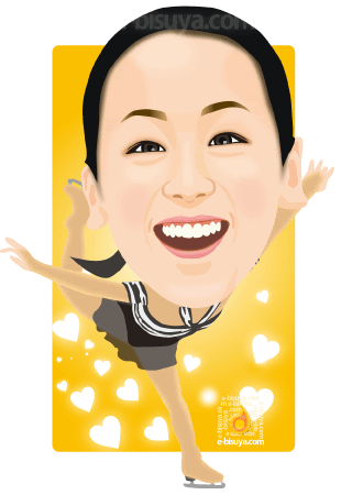 浅田真央似顔絵 No79 似顔絵名刺 イラストの似顔絵工房えびすや